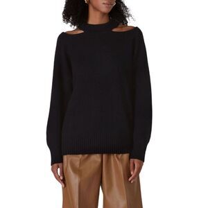 Jason Wu Collective Cold Shoulder Sweater S Black Wool Blend Cutout Knit Elegant